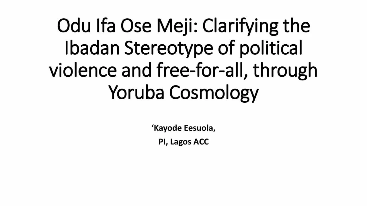 PDF-Odu Ifa Ose Meji: Clarifying the