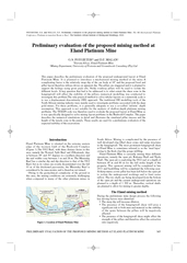 PRELIMINARY EVALUATION OF THE PROPOSED MINING METHOD A