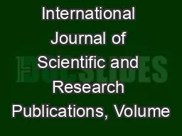 International Journal of Scientific and Research Publications, Volume