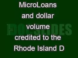 7(a), 504, MicroLoans and dollar volume credited to the Rhode Island D