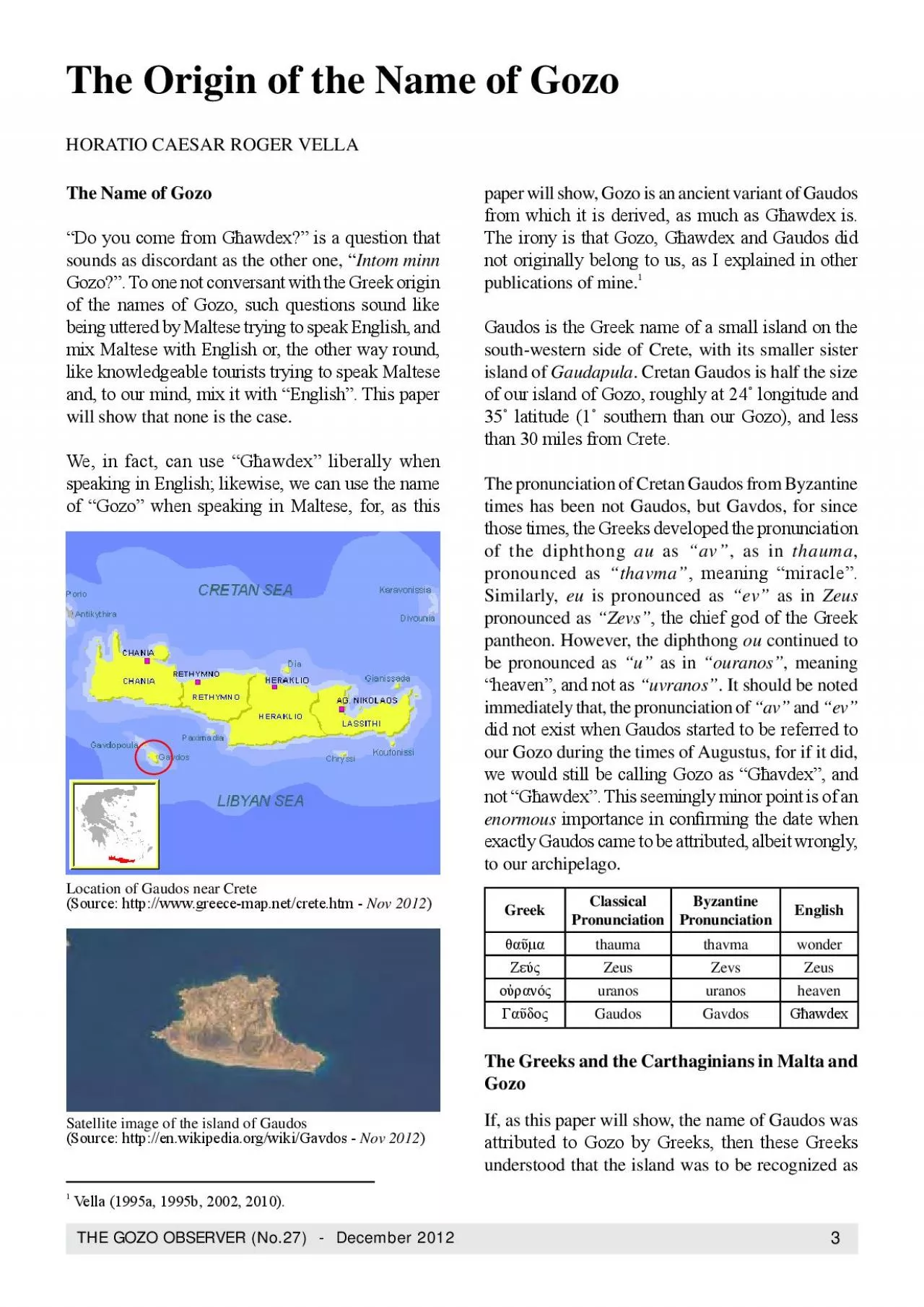 PDF-THE GOZO OBSERVER (No.27) - December 2012The Origin of the Name of G