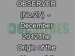 THE GOZO OBSERVER (No.27)  -  December 2012The Origin of the Name of G