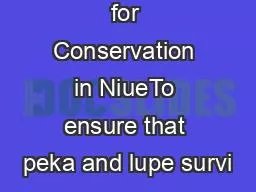 Key Species for Conservation in NiueTo ensure that peka and lupe survi