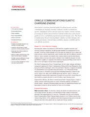 ORACLE DATA SHEET ORACLE COMMUNICATION S ELASTIC CHARGING ENGINE
