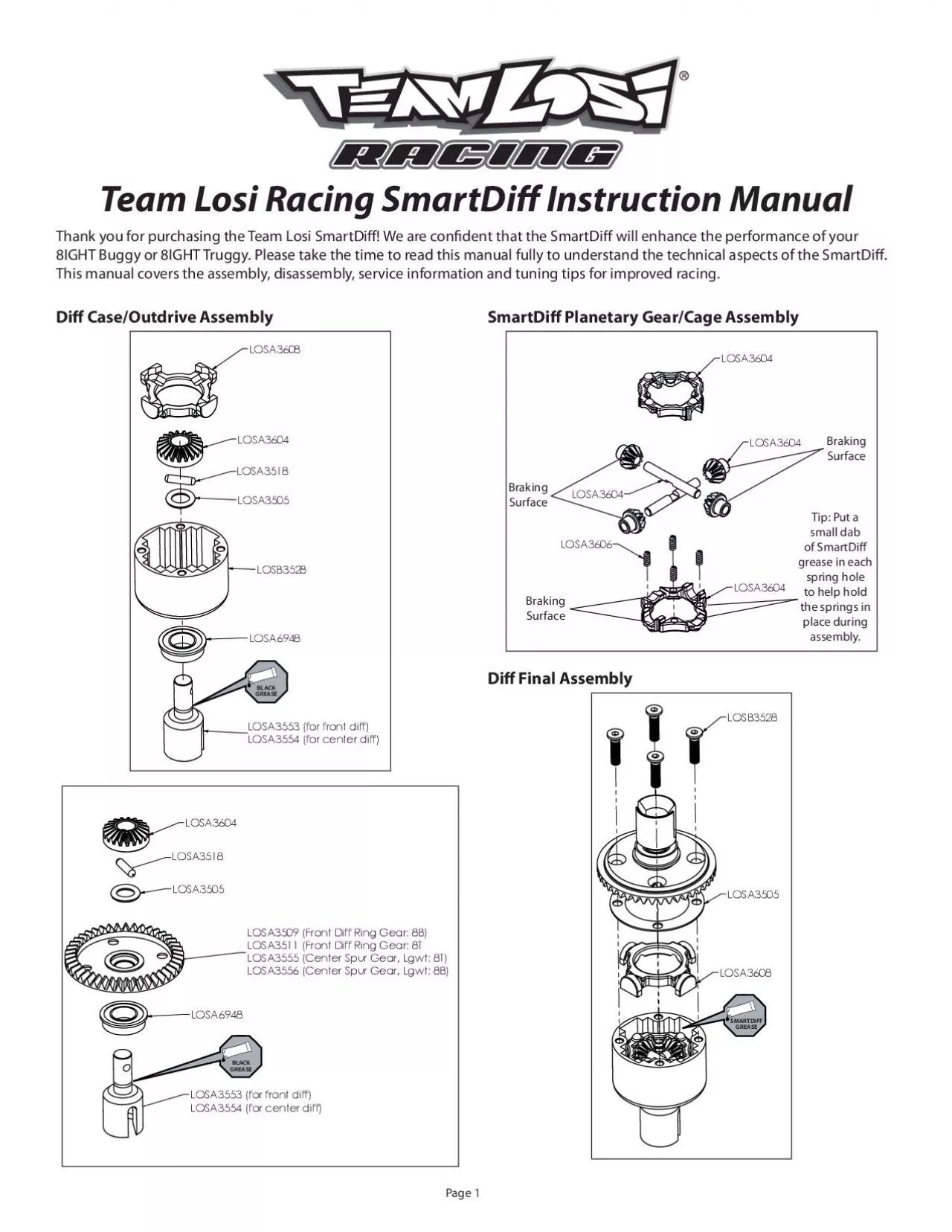 PDF-Page 1Team Losi Racing SmartDi Instruction ManualThank you for pu