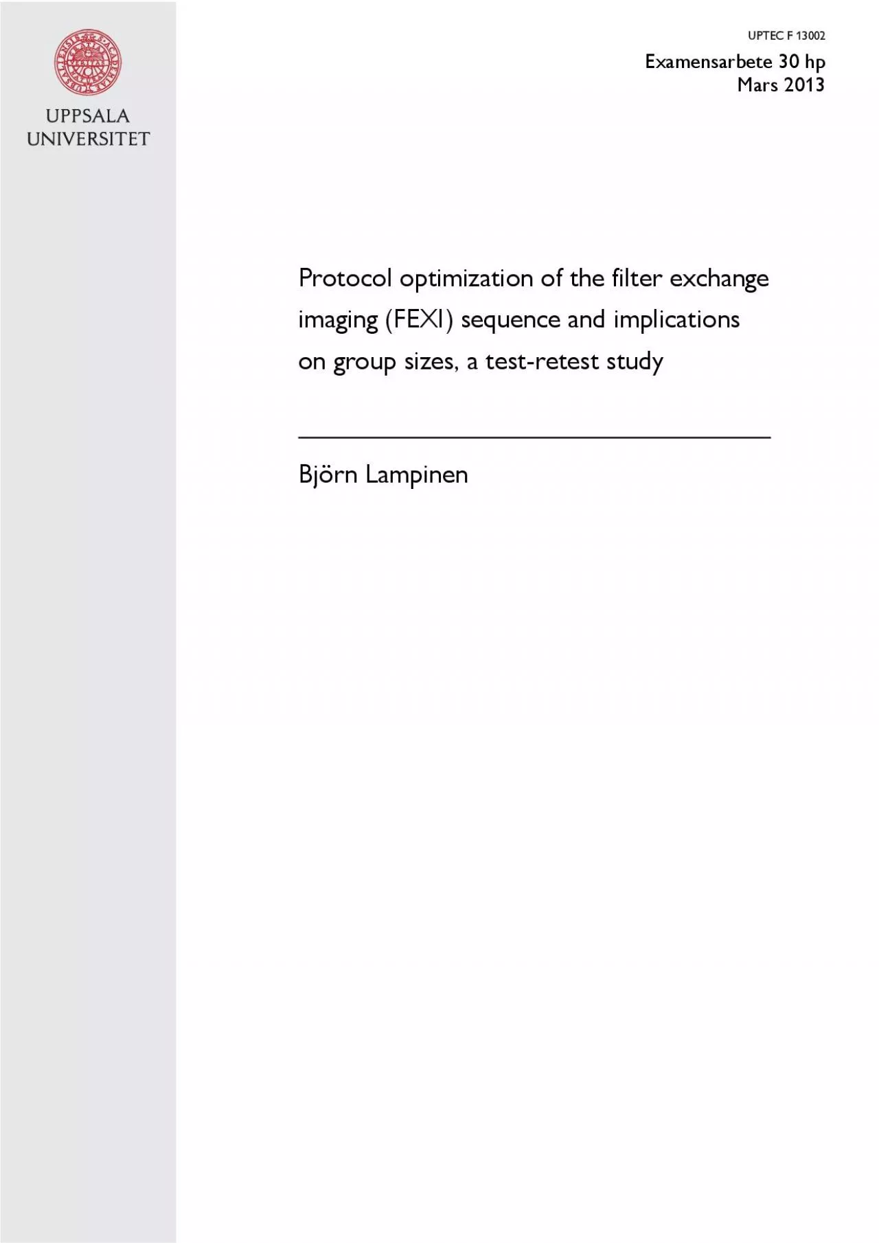 PDF-imaging (FEXI) sequence and implications on group sizes, a test-retest