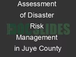Assessment of Disaster Risk Management in Juye County