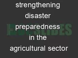 strengthening disaster preparedness in the agricultural sector
