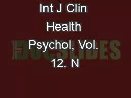 Int J Clin Health Psychol, Vol. 12. N