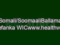 ��Somali/SoomaaliBallamaha Taleefanka WICwww.healthvermo