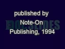 published by Note-On Publishing, 1994