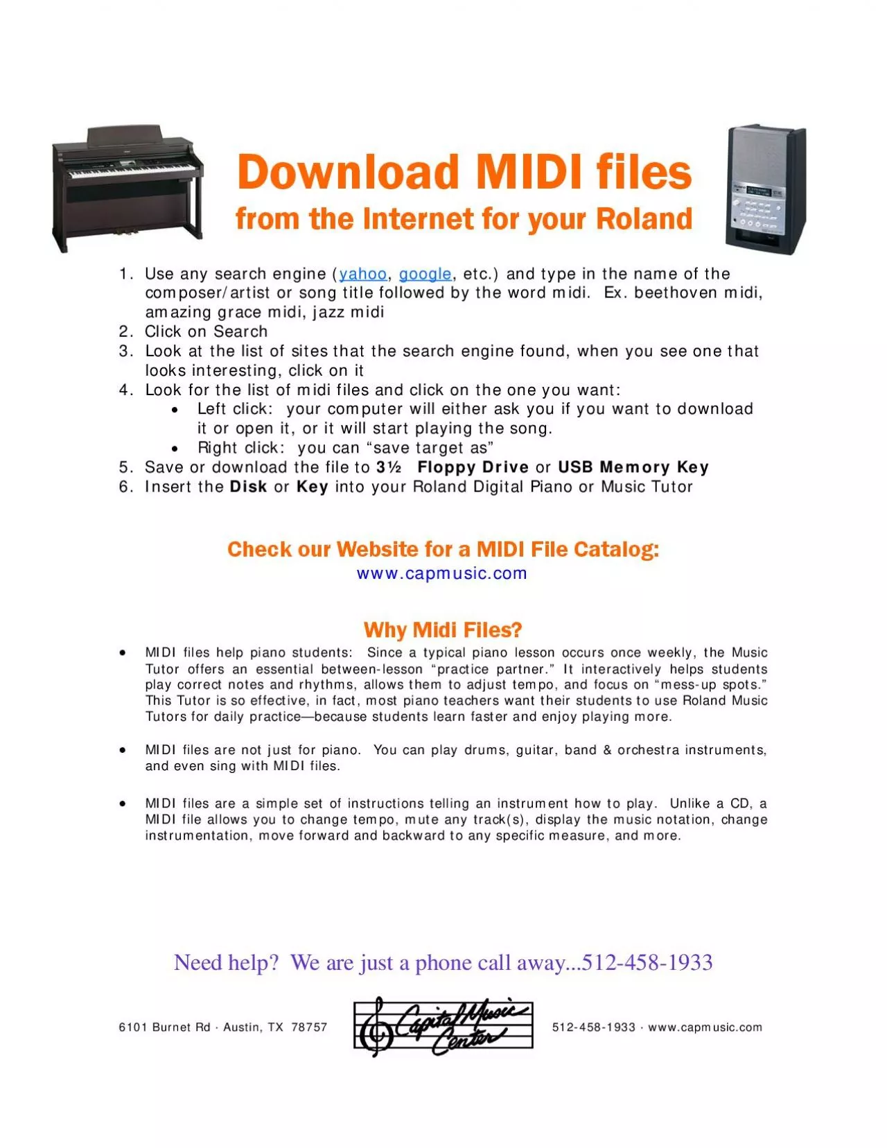 PDF-Download MIDI files from the Internet for your Roland1. Use any search