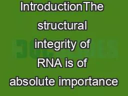 IntroductionThe structural integrity of RNA is of absolute importance
