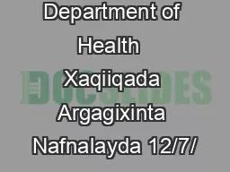 Minnesota Department of Health  Xaqiiqada Argagixinta Nafnalayda 12/7/