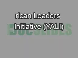 rican Leaders Initiative (YALI)