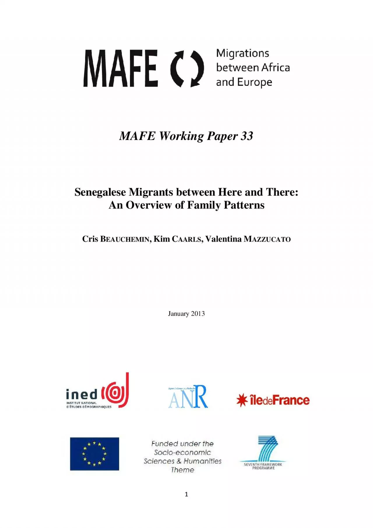 PDF-MAFE Working Paper 33 Senegalese Migrants between Here and There: An