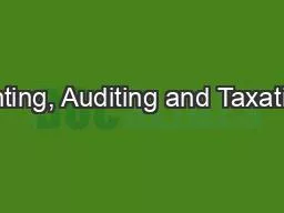 Chair of Aounting, Auditing and Taxation, Faulty of B