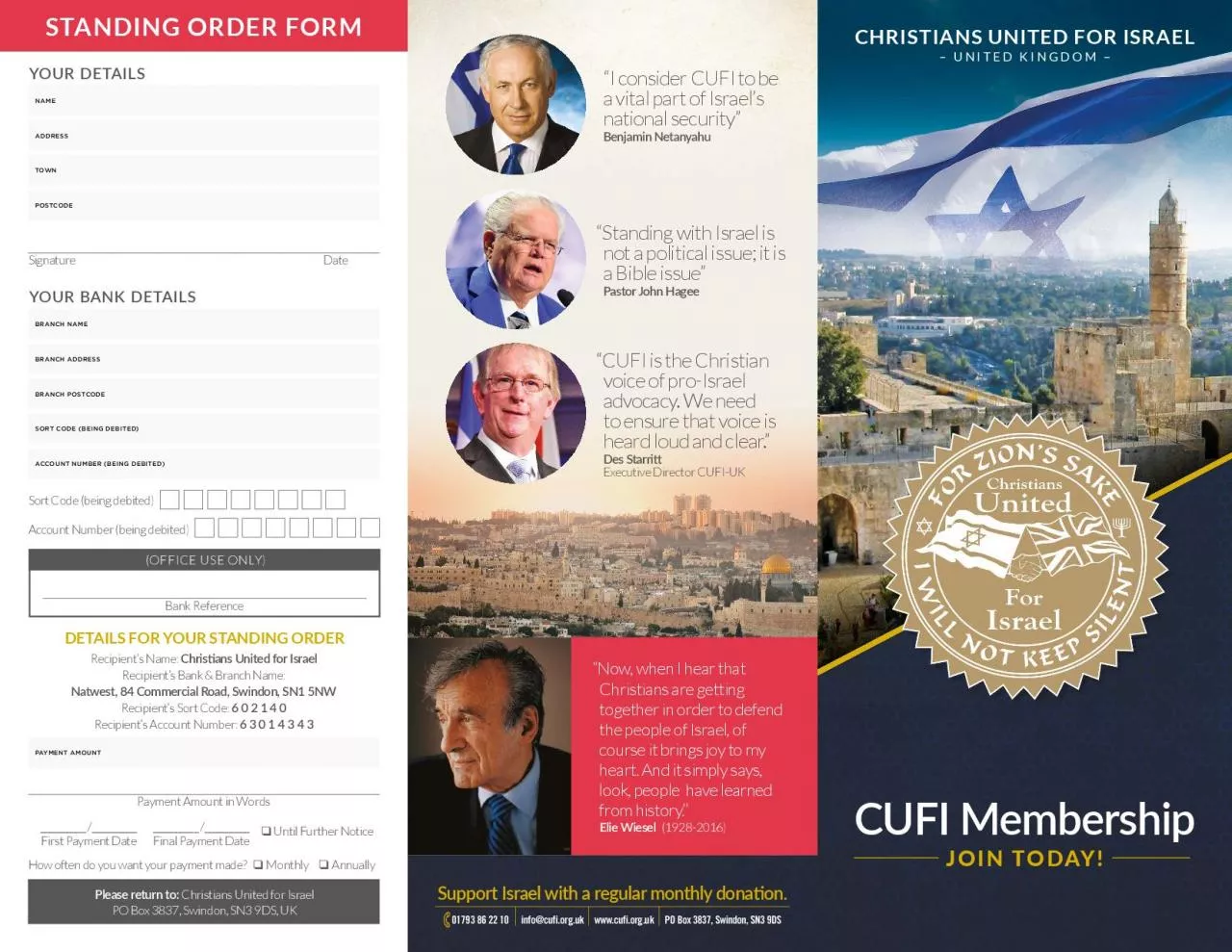 PDF-Chris�ans United for IsraelRecipient’s Bank & Branch N