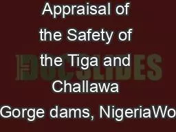 Appraisal of the Safety of the Tiga and Challawa Gorge dams, NigeriaWo