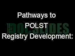 Pathways to POLST Registry Development: