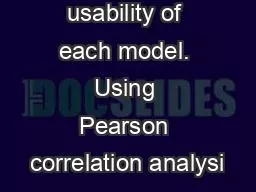 the overall usability of each model. Using Pearson correlation analysi