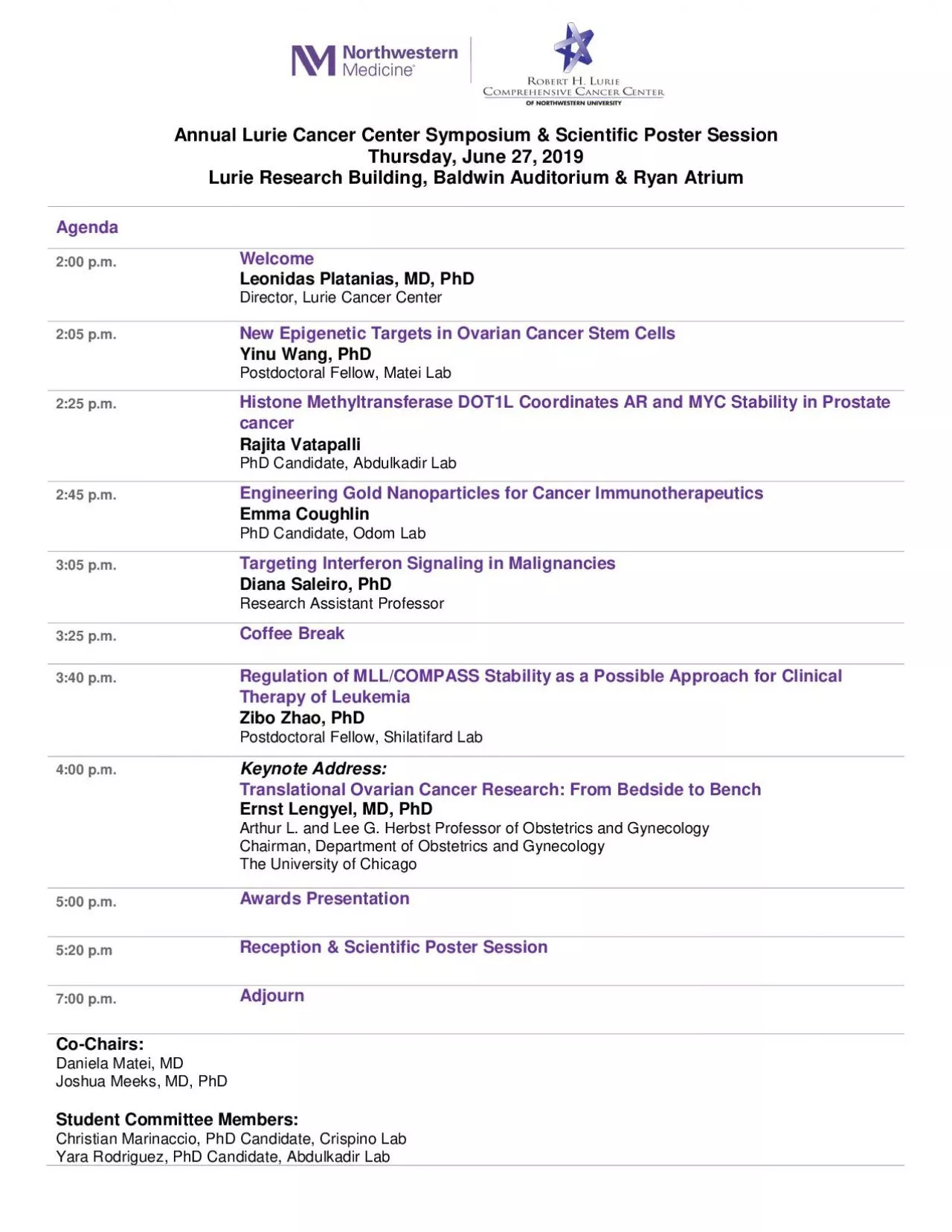 PDF-Annual Lurie Cancer Center Symposium & Scientific Poster SessionThursd