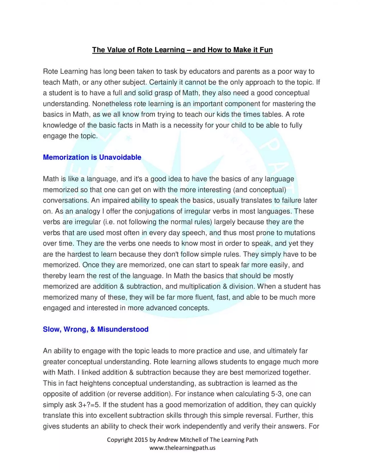 PDF-by Andrew Mitchell of The Learning Path