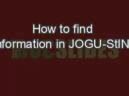 How to find information in JOGU-StINe