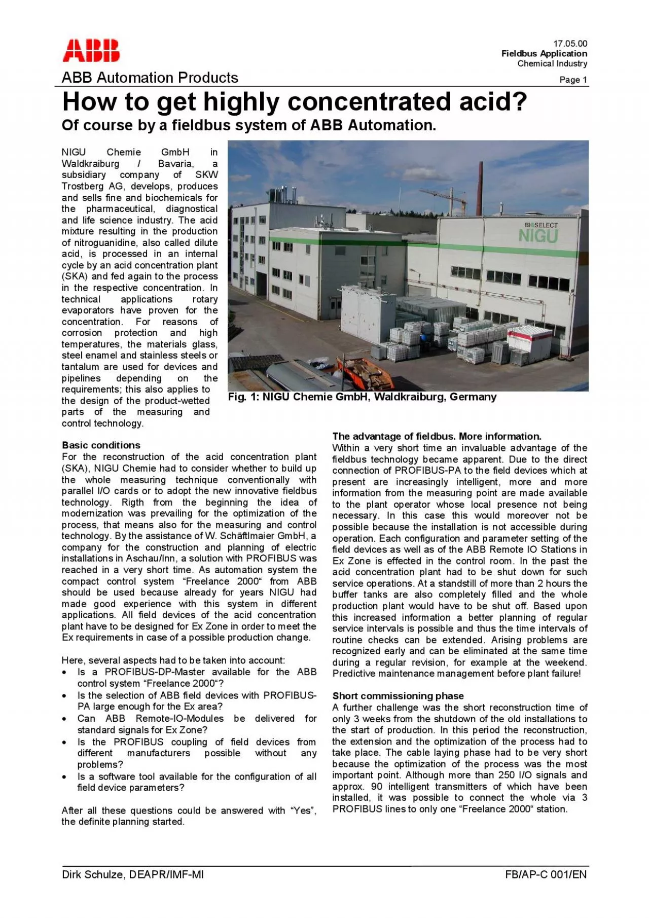 PDF-17.05.00Fieldbus ApplicationChemical IndustryABB Automation ProductsPa