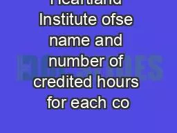 Heartland Institute ofse name and number of credited hours for each co