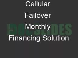 Cellular Failover Monthly Financing Solution