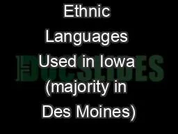 Burmese Ethnic Languages Used in Iowa (majority in Des Moines)