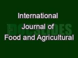 International Journal of Food and Agricultural