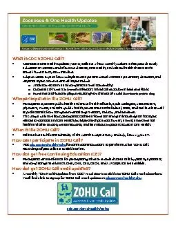 Zoonoses & One Health Updates (ZOHU) Calls are