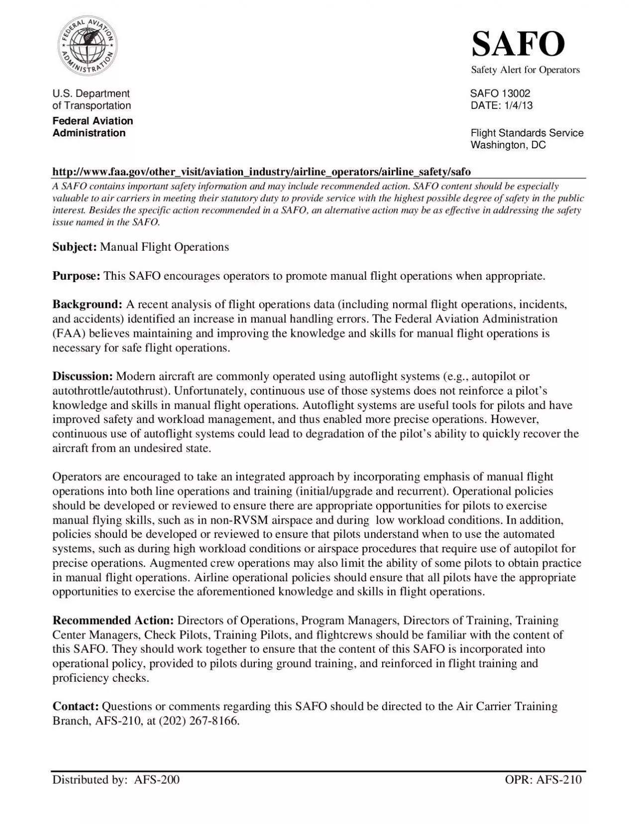 PDF-Safety Alert for Operators U.S. Department SAFO 13002 of Transp