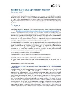 Paediatric ARV Drug Optimization 3 Review Summary report &