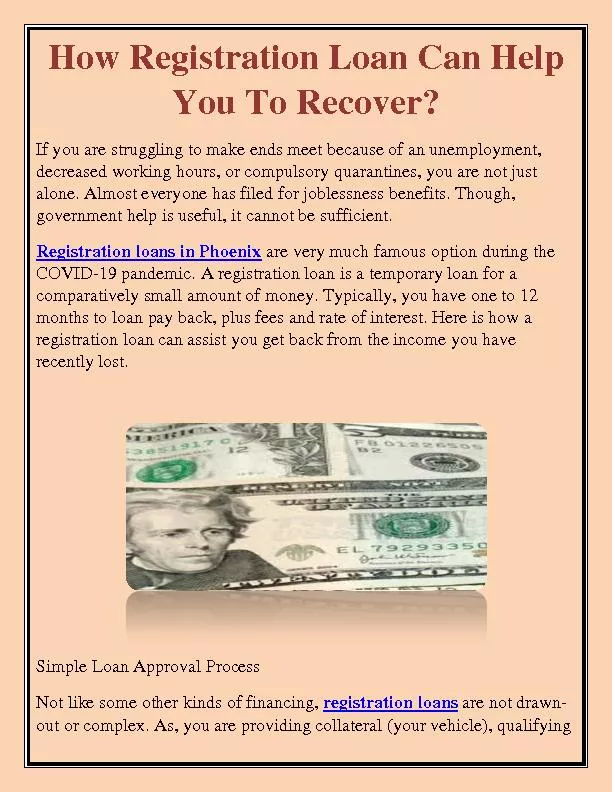 How Registration Loan Can Help You To Recover?