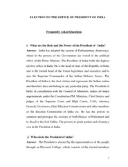 ELECTION TO THE OFFICE OF PRESIDENT OF INDIA requently