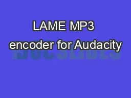 LAME MP3 encoder for Audacity