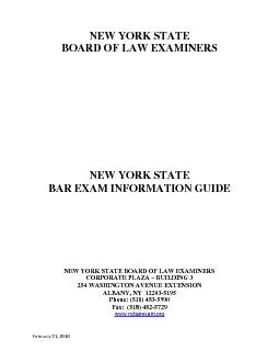    NEW YORK STATE BOARD OF LAW EXAMINERS CORPORATE PLAZA 