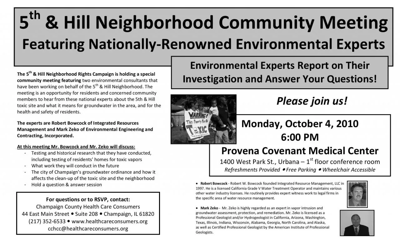 PDF-& Hill Neighborhood Community Meeting Featuring Nationally-Renowned E