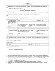 FORM  See rule  and  Application for objecting inclusi