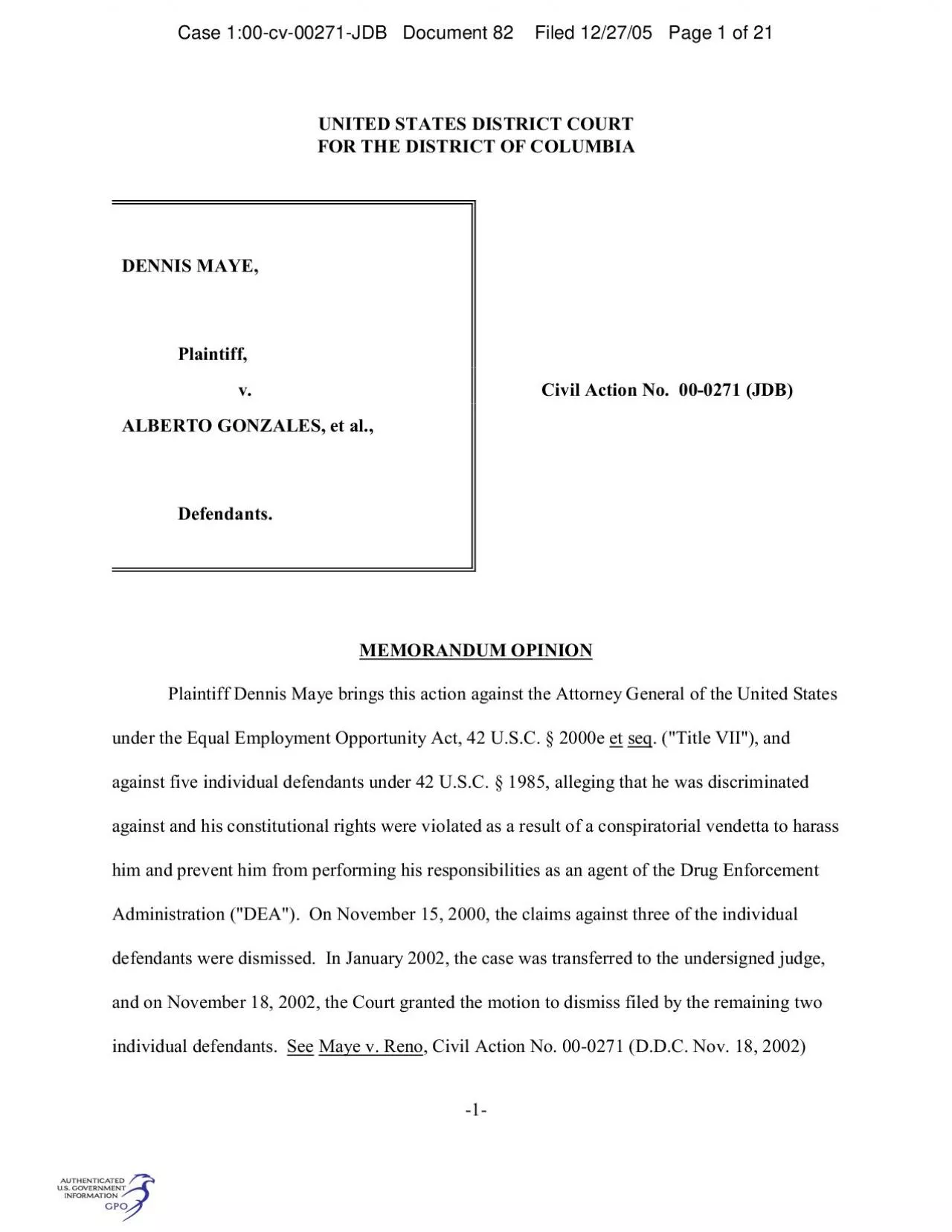 PDF-Case 1:00-cv-00271-JDB Document 82 Filed 12/27/05 Page 1 of 21