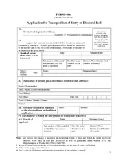 FORM  A See rule  and  Application for Transposition o