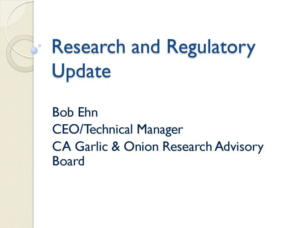 PDF-Research and Regulatory Update