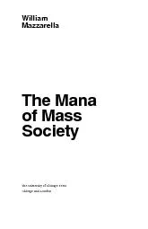 MazzarellaThe Mana of Mass e University o Chicago PressChica