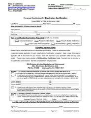Renewal application for electrician certification