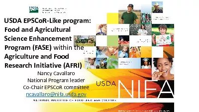 USDA EPSCoRLike program: Food and Agricultural Science Enhancement Pro