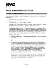Page of Master Special Electrician License In order to