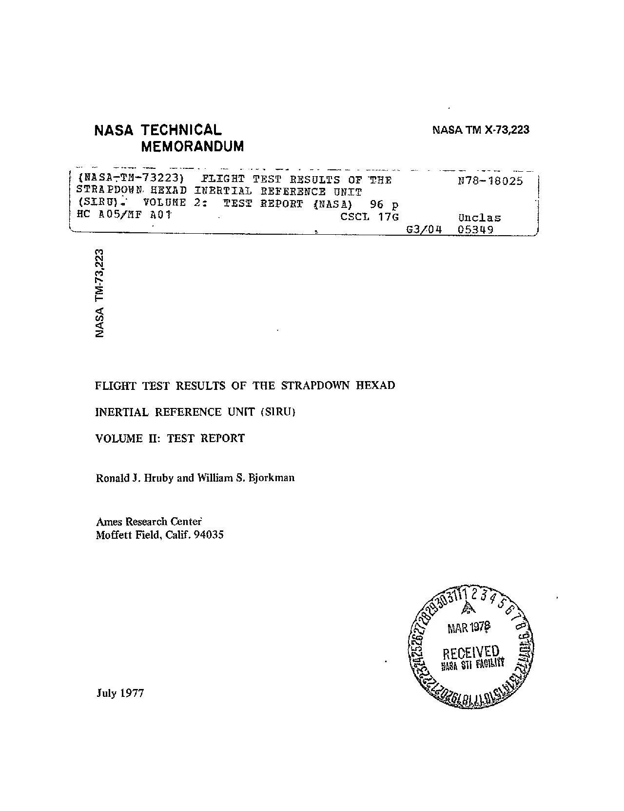 PDF-NASA TECHNICAL NASA TM X-73,223 MEMORANDUM {NASA7TM-73223) FLIGHT TEST